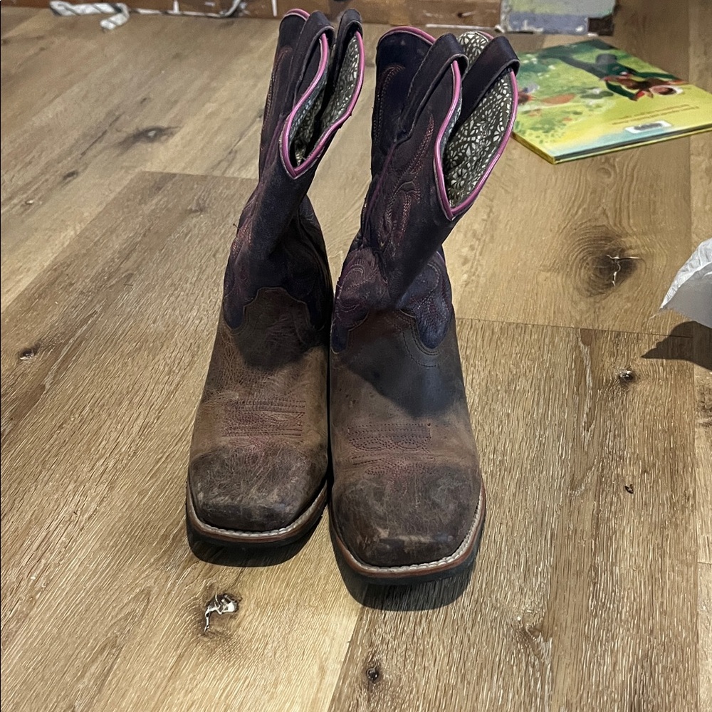 Dan Post Brown and Purple Cowboy Boots